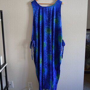 RIMA Swimwear Beach Cruise  Cover Up with Ties Blue Green One size